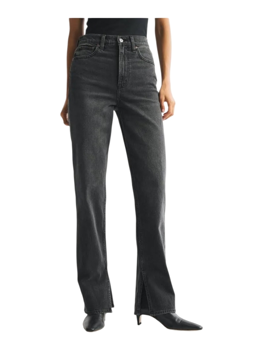 NWT Abercrombie & Fitch 36/22 The 90's Straight Ultra High Rise Black Wash Jeans